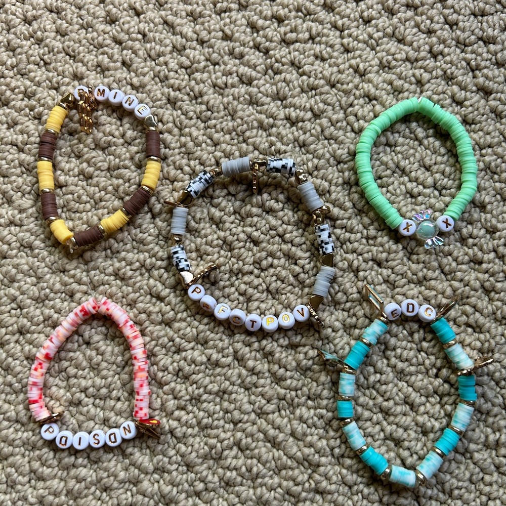 5 Clay Bead Bracelets
